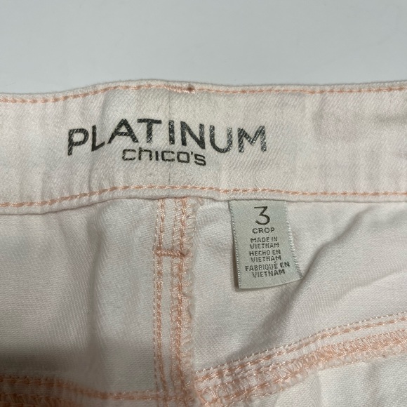 Platinum Chico’s Size 3 XL Women’s White Denim Jeans Capri. Made in Vietnam, col - Picture 3 of 13